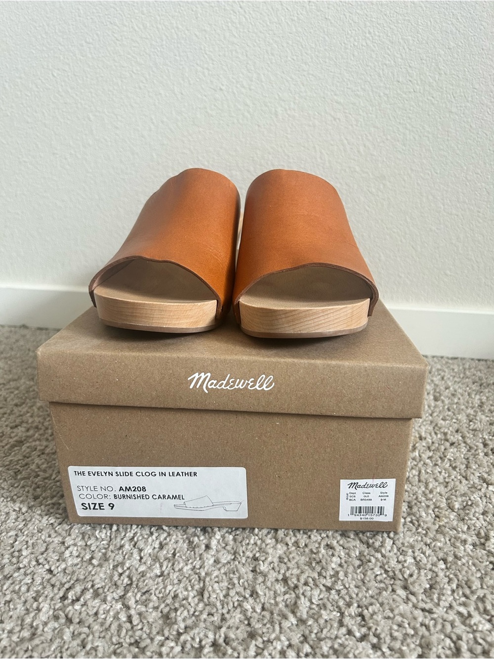 Madewell Burnished Caramel Leather Slide Clogs